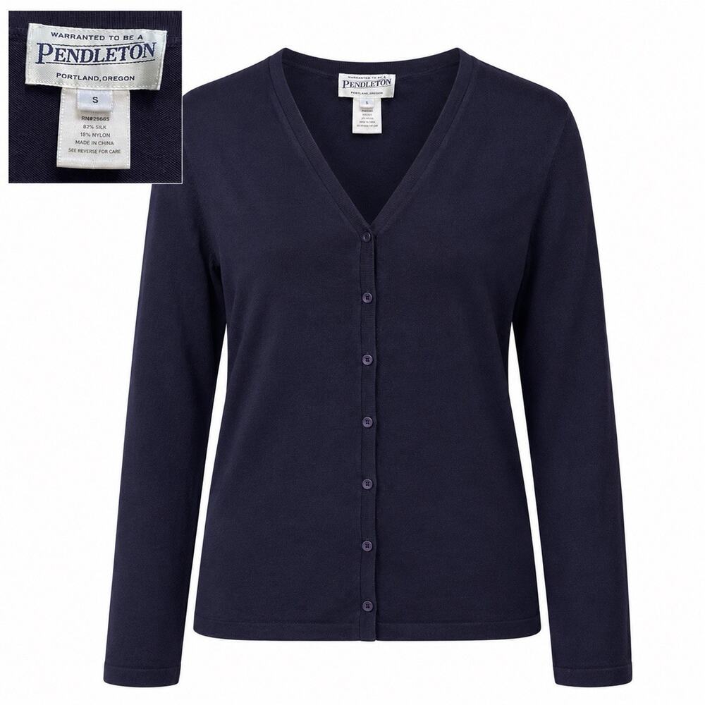 Vintage 90’sPendleton Navy Silk Blend Quiet Luxury Cardigan S